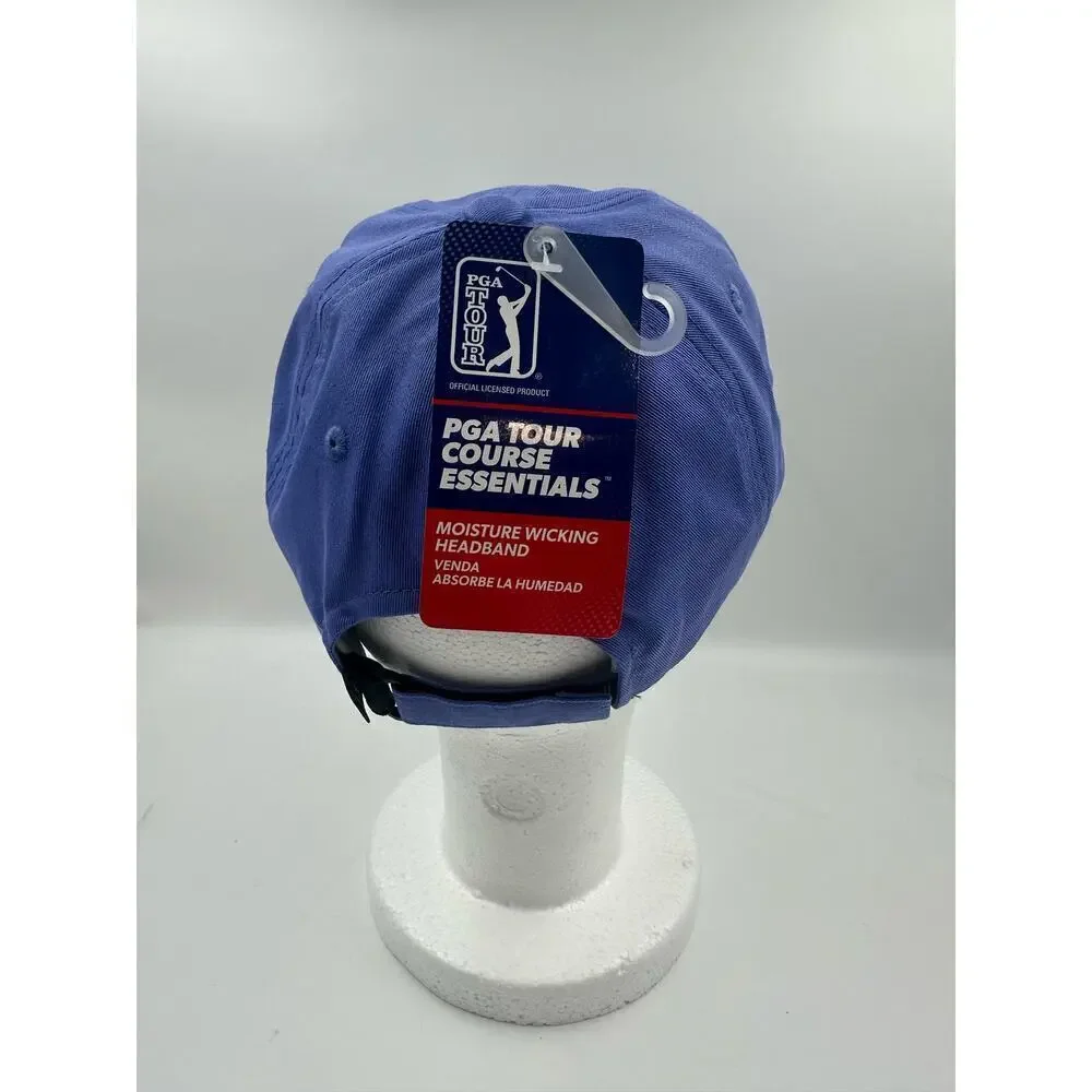 PGA Tour Course Essentials Ball Cap Hat Adjustable Light Blue Swinging Golfer
